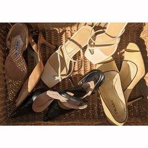 Prada Patten Leather Pale Yellow Peep Toe Heels